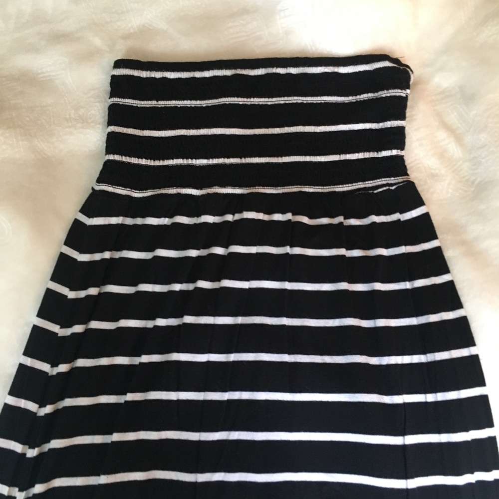 Strapless black & white stripe Maxi Dress!